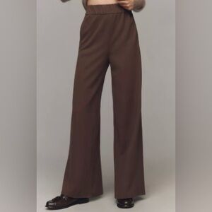 MAEVE Anthropologie Muted Brown Knit Wide Leg High Rise Pull-On Pants Size M